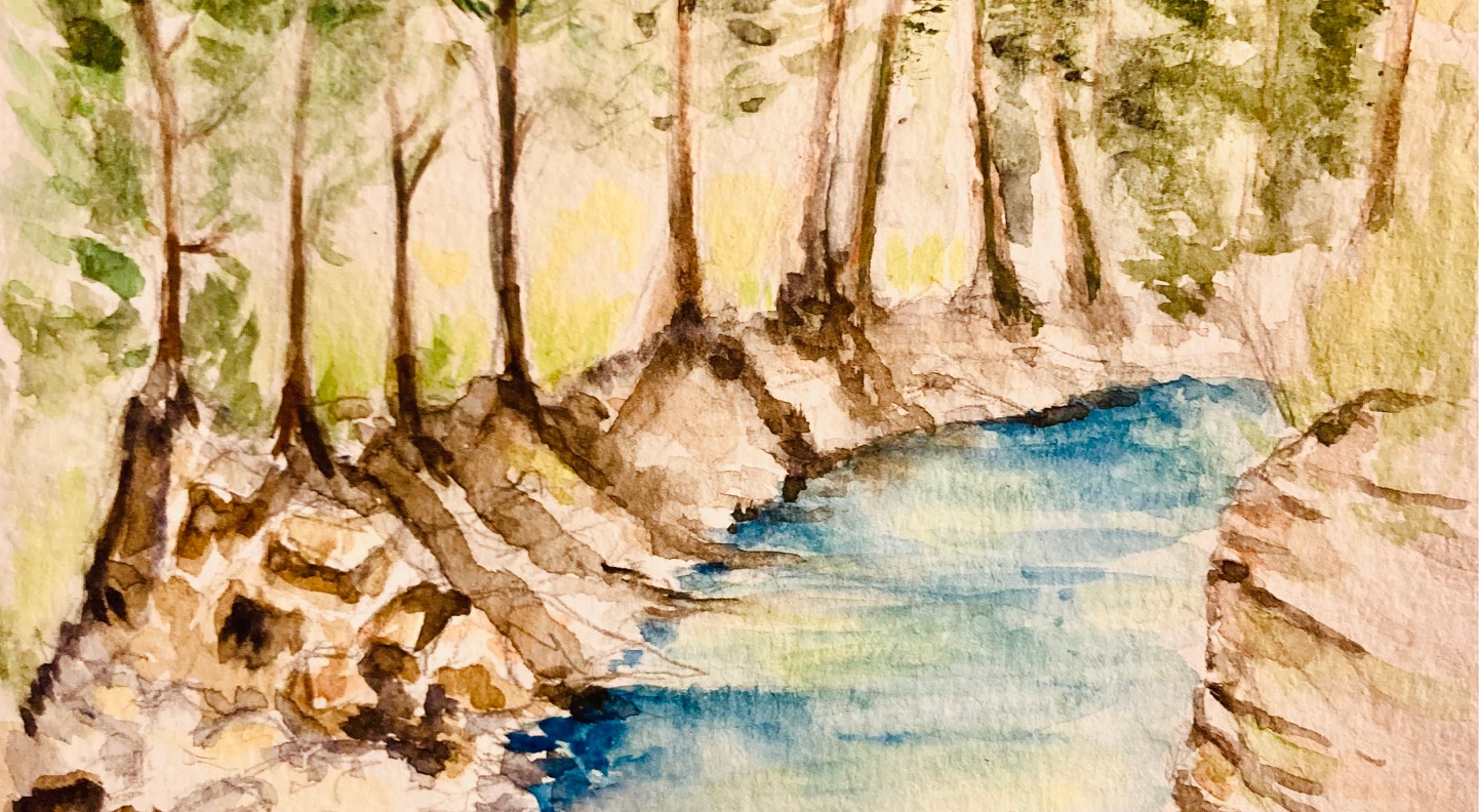 bord de rivière aquarelle